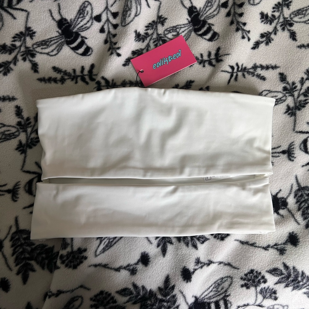 NWT Small White slit Edikted swim top
